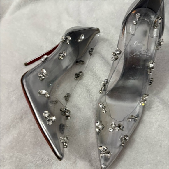 Christian Louboutin Silver Embellished Heels - Picture 2 of 4